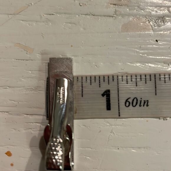 Vintage-1950s-1.5” x 0.33” Robbins Company Art Deco silver tone tie bar/clip - Picture 13 of 14